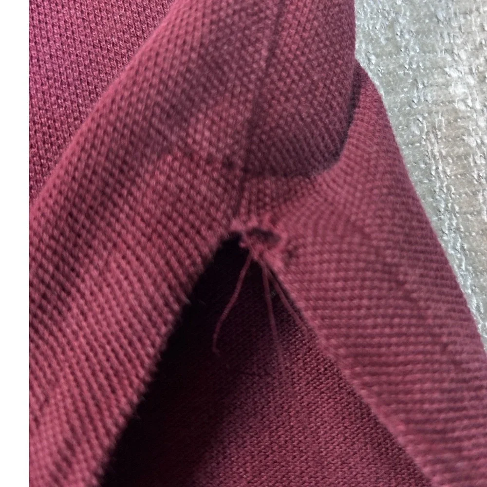 Polo Ralph Lauren Mens XL Burgundy Long Sleeve Pique Cotton Polo Shirt Maroon